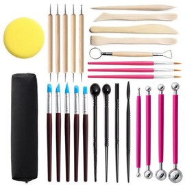 PUBAMALL Herramientas de escultura de arcilla y cerámica de 28 piezas, herramientas de escultura de arcilla (28 Pcs)