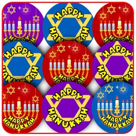144 Happy Hanukkah 30mm Glossy Reward Stickers