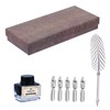 OHPHCALL Pen Dip Kit Natural Quills and Metal Handle Includes