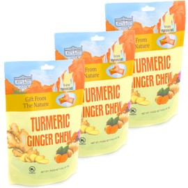 615 Plus Ginger Candy Chewy Ginger Chew (Turmeric, 5.0 Ounce, Pack of 3)