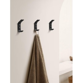 SORWDUERM Pack of 2 Black Leather Coat Hooks Wall for Hanging Rectangle Coat Hooks for Hanging Robe Towels Bags Hats Scarf Keys Clothes Suitable for Bedroom