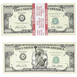 100 Count Banded Lady Libery Million Dollar Bills