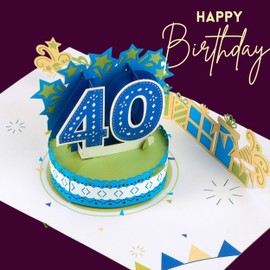 Liebessa Birthday Card 40th Birthday Pop Up 3D Card for Woman or Man - Handmade Anniversary Greeting Card Birthday Card with Envelope