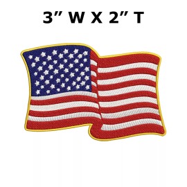 Superheroes Gear AMERICAN FLAG EMBROIDERED PATCH iron-on GOLD WAVING USA applique UNITED STATES