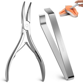 Fish Bone Plier/Tweezers - Fish Bone Remover Stainless Steel Deboning Tools for Food & Kitchen, Salmon, Trout, Non-Slip, 2 Pcs