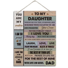 Daughter Gift, Inspirational Wall Decor, Decorative Hanging Wood Signs, Best Gift for Daughter from Dad, Daughter Birthday Gift, Family Decor, To My Daughter Sign Gift, I Am So Proud of You Decor