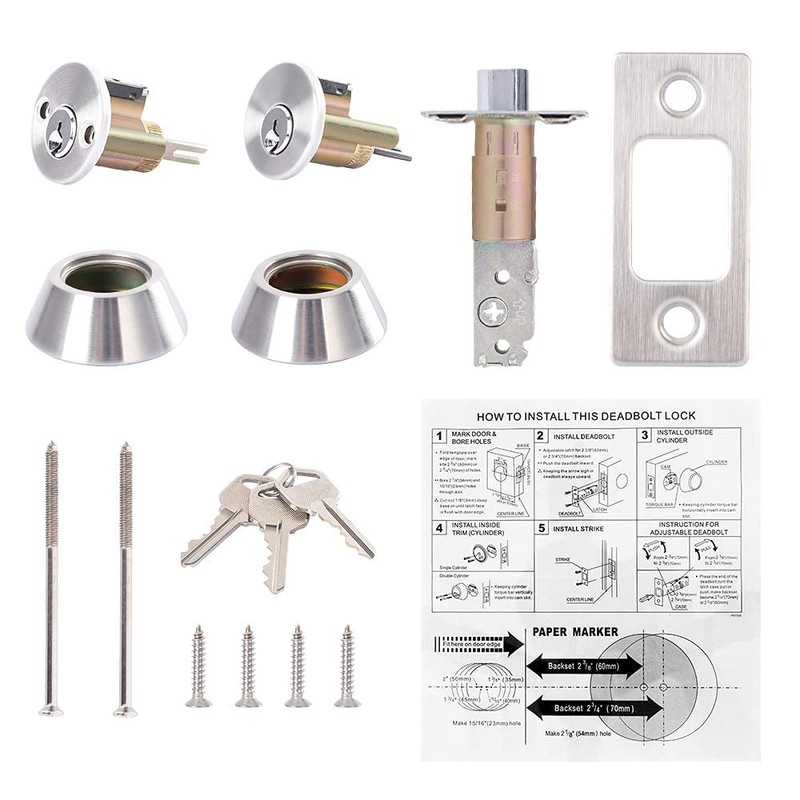 Rulart Double keyed Deadbolt Lock - Keyed on Both Sides,
