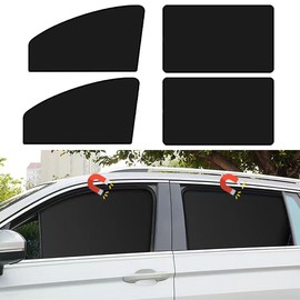 Car Side Window Sun Shades, 4 PCS Window Sunshades Privacy Curtains, 100% Block Light for Breastfeeding, Taking a nap, Changing Clothes, Camping (Front&Back 4pcs)