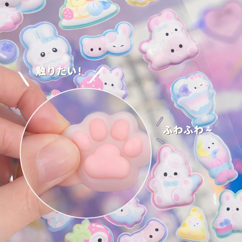 zenoco Squishy Stickers, 3D, Noctilucent, Cat Paw Design, Squishy Style,