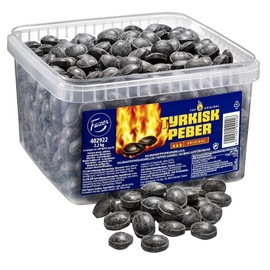 Fazer Tyrkisk Peber - Turkish Pepper - Original - Finnish - Boiled - Hard - Caramel - Salmiak - Salmiac - Salty Licorice - Pepper - Candies - Sweets - Box 2,2 kg (4,85 LB)
