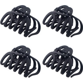 4 Pieces Octopus Claw Clips for Thick Long Hair, Big Hair Clips for Women, Strong Hold Hair Claw Clips, Matte Non-slip Jaw Hair Clips (Black, One Size)