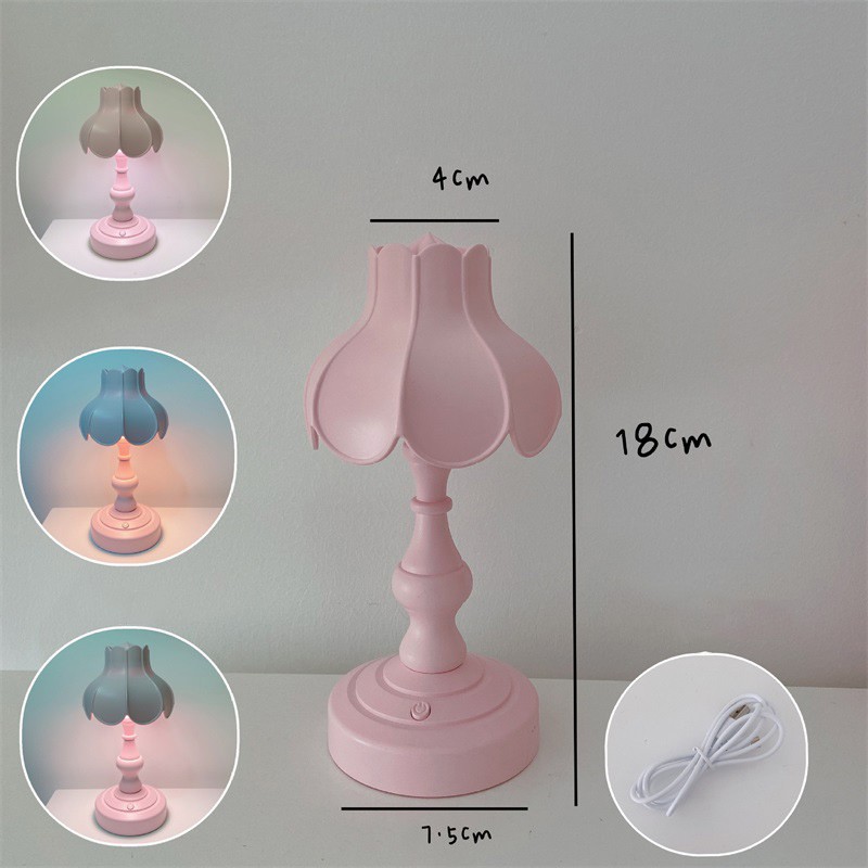 Desk Lamp Retro Lotus Leaf Ingenious Lovely 3 Light Sources
