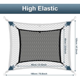 VEHIRIE Premium Cargo Net for SUV Organizer 31.5 x23.6 inches Elastic Storage Mesh Net with ABS Hooks Envelope Style Car Rear Trunk Net for Pickup Truck Bed Accessories