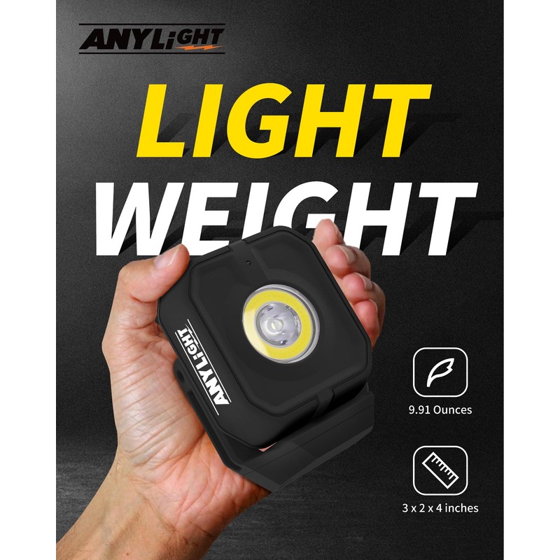ANYLiGHT Led Work Light with 4 Modes,1200LM Portable COB Magnetic