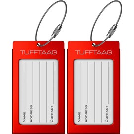 TUFFTAAG Luggage Tags Business Card Holder - Durable Travel ID Bag Tag in Gunmetal, Perfect for Suitcases, Backpacks, and Carry-Ons, 2 Tags