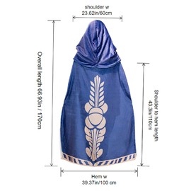 MARUKQW Princess Hyrulelu Velvet Cosplay Hooded Long Cape Cloak Costumes Dress 66.93 Inches Blue