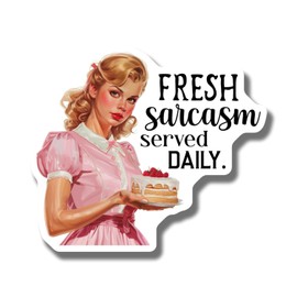 Funny Retro Magnets for Fridge - Fresh Sarcasm Served Daily - Car Magnet Vintage Kitchen Magnet - Humorous Decor for Home - Hilarious Gift Idea - AAMT1756