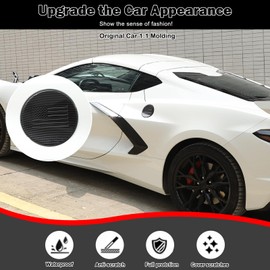 Car Fuel Tank Gas Door Cover Trim Compatible with Corvette C8 2020-2024 ABS Oil Gas Cap Exterior Accessories Decoration Sticker (Carbon Fiber Stripe)