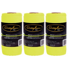 Stringliner 35712 Mason’s Line Replacement Rolls – 1 Lb. #18 Construction Replacement Roll Twisted FL Yellow 1080'. (3 Pack)