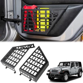 Bolsillos de almacenamiento para puerta trasera de metal para Jeep Wrangler JK JKU 2/4 puerta lateral de acero inoxidable 2007-2018