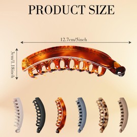 Large Banana Hair Clip for Thick Hair, 6 Pcs Banana Hair Clips Large Hair Clip Curly Hair Clips for Fine Thick Hair French Hair Accessories for Girls and Women