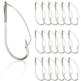 20pcs Weedless Fishing Hooks Worm Wacky Worm Hooks with Weed Guard for Soft Worm Baits Size 1/0 2/0 3/0 High Carbon Steel Fishing Hooks for Soft Lures (2/0-20pcs)
