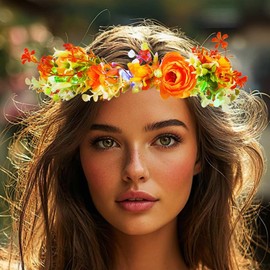 Atigy Light Up Flower Headbands LED Wreath Head Garland Floral Festival Hair Accessories for Women