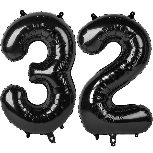 40 Inch Black Number 32 Digital Balloon,Jumbo Mylar Foil Helium