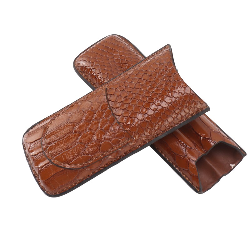 2 Finger Cigar Case Portable Waterproof Lightweight Artificial Leather Cigar