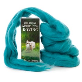 Merino Wool Roving, Premium Combed Top, 1 oz, Color Seafoam Green, 21.5 Micron, Perfect for Felting Projects, 100% Pure Wool, Made in The UK