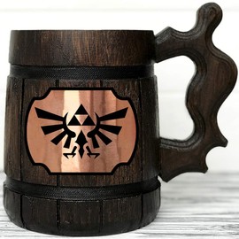 Legend Of Zelda Mug. Zelda Wooden Mug Gift. Zelda Stein. Zelda Ornament Triforce Gamer Mug. Beer Steins. Wooden Beer Tankard. Gifts for Gamer K100