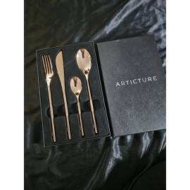 ARTICTURE 4 Piece Gold Tone Modern Design FLATWARE SET
