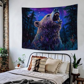 Tapiz de oso de fantasía grande para colgar en la pared para recámara, tapices de animales, decoración de pared para hogar, oficina, recámara, sala de estar, 40 x 60 pulgadas