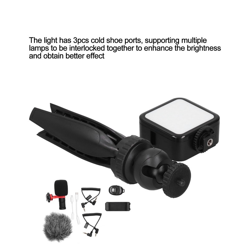 Portable Phone Microphone Vlogging Equipment Microphone Kit with LED Light