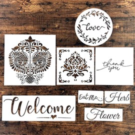 TOREDOOR Stencil Sheets, Alphabet Mandala Set, 8 Pieces, DIY Art for Gardening and Wallpaper, Stylish Stencils