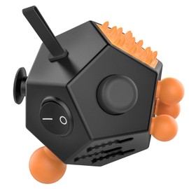 ATIC 12 Sided Fidget Cube, Fidget Twiddle Cube Dodecagon Stress Relief Hand Toy Decompression for ADD, ADHD, Autism Kids and Adults, Black/Orang