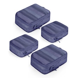 ECOHUB 4pcs Compression Packing Cubes, Recycled 300% Higher Anti-tear Packing Cubes for Suitcases, Lightweight Travel Suitcases Organiser Bag for Backpack, Storage Bags for Carry On Luggage,Dark Blue