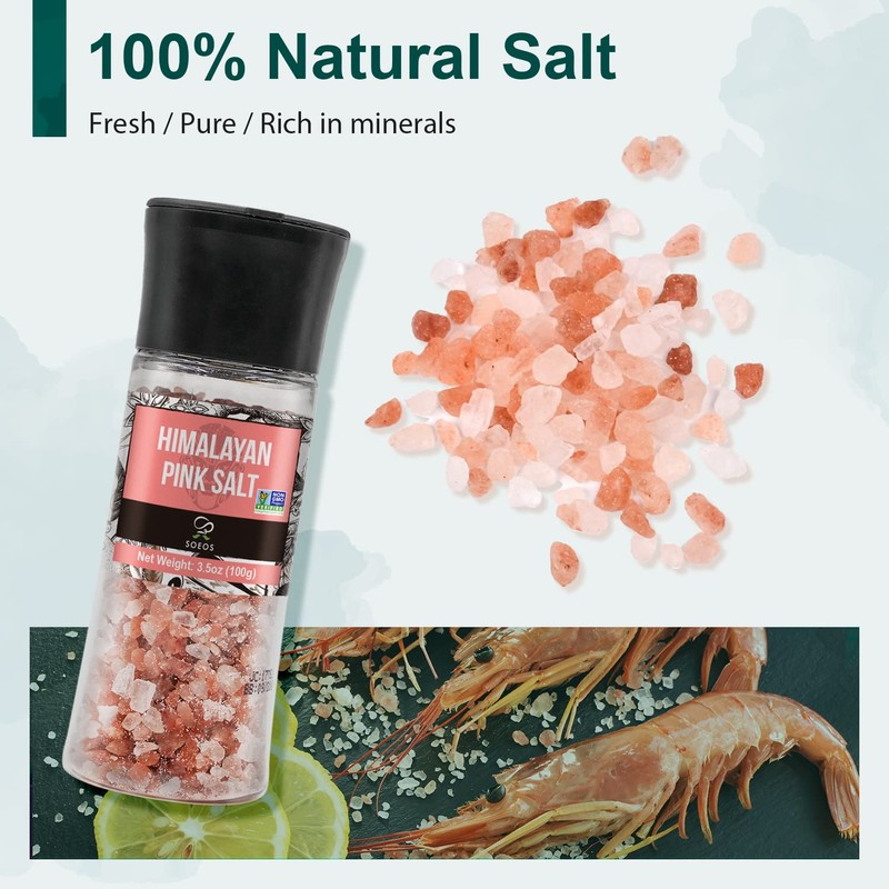 Soeos Black Peppercorns + White Sea Salt + Rainbow Peppercorns