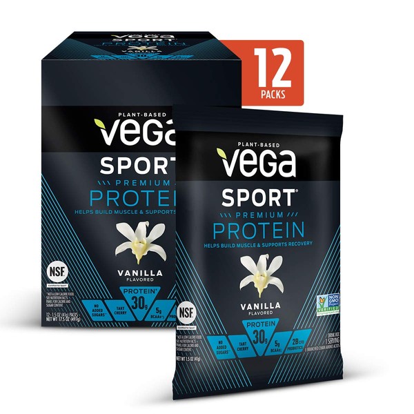Vega Sport Premium Protein Powder, Vanilla, Vegan, 30g Plant Based