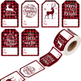 Containlol 300 Pcs Christmas Gift Tags Stickers Self Adhesive Foil Xmas Name Tag Labels Present Stickers Vintage Merry Christmas Gift Wrapping Sticker for Xmas Present Decor Holiday Party Supplies