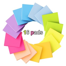 (16 Pack) Pop Up Sticky Notes 3x3 in Post Accordion Stickies Super Sticking Power Memo Pads Bright Colors