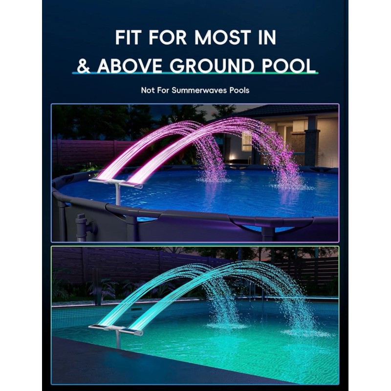 Poolhacker Solar Pool Fountain with 10-Color Lights â€“ Auto Light