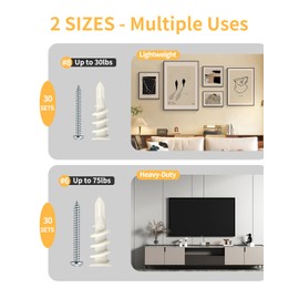 ComfrtX Self Drilling Drywall Anchors and Screws Kit (120PCS, 2 Sizes – #6 & #8) – Heavy Duty Wall Anchors for Curtain Rods,Shelves,Picture Frames – No Pre-Drill,Easy Installation