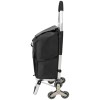 Foldable Black Shopping Trolley Cart with Waterproof Bag and Triangular