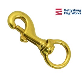 Gettysburg Flag 50' of 5/16" Diameter White Braided Nylon Flagpole Halyard Rope Marine Grade Rope, UV Resistant w/Set of Two 3" Bronze Clips