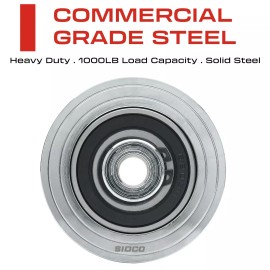 Sidco Supply 3" Inch V-Groove Wheel Solid Steel Sliding Gate Wheel Heavy Duty Track  (Chrome)