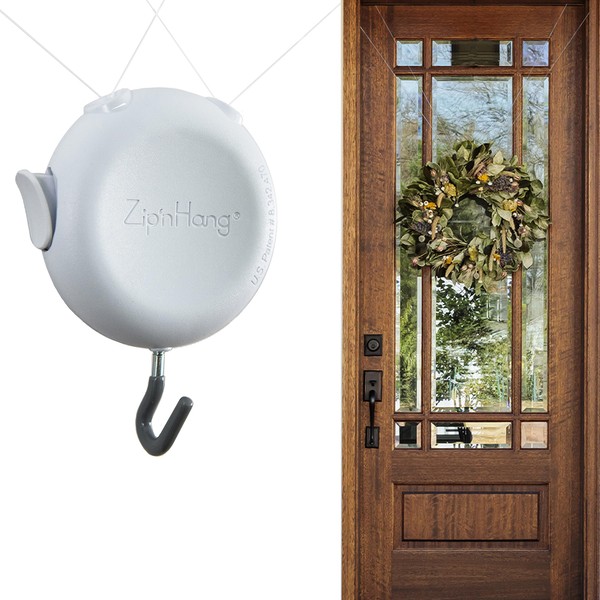 ZipnHang Xtra Wreath Hanger for Glass & Screen Doors (White