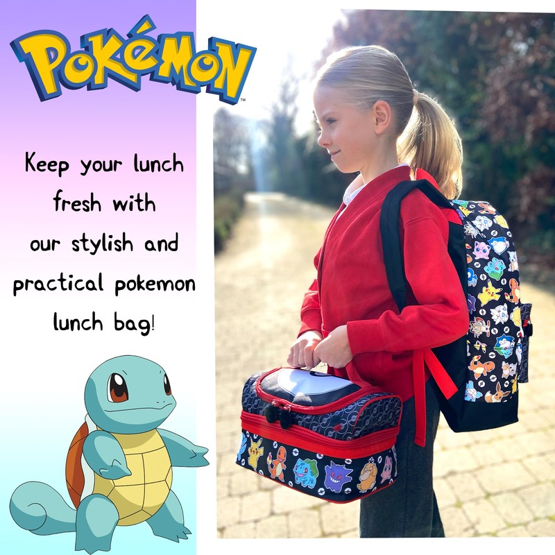 Pokémon Kids School Thermal Insulated Double Decker Lunch Bag Multi