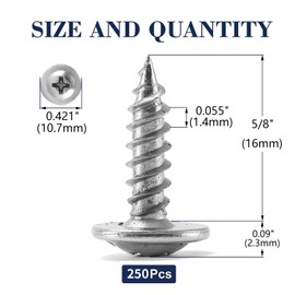 #8 x 5/8" Wood Screw 250Pcs 410 Stainless Steel Standard Thread Truss Head Fast Self Tapping by SG TZH