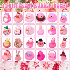 Advent Calendar, Christmas 2025 Countdown Calendar, Stylish, Cute, Santa Duck, Set of 24, Pink Duck, Bath, Cute, Blind Box, Cute Christmas Gift, Christmas Gift